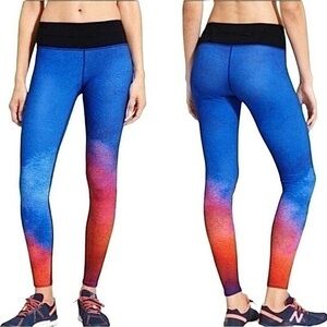 Athleta Speed Sonar Tight Leggings Blue Pink Rainbow Ombre 
Size XL Workout Pant